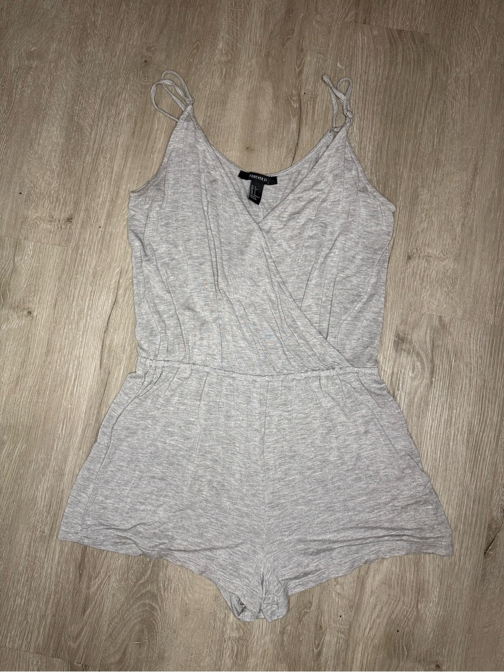 Forever 21 Light Gray Sleeveless Romper with V-Neck
